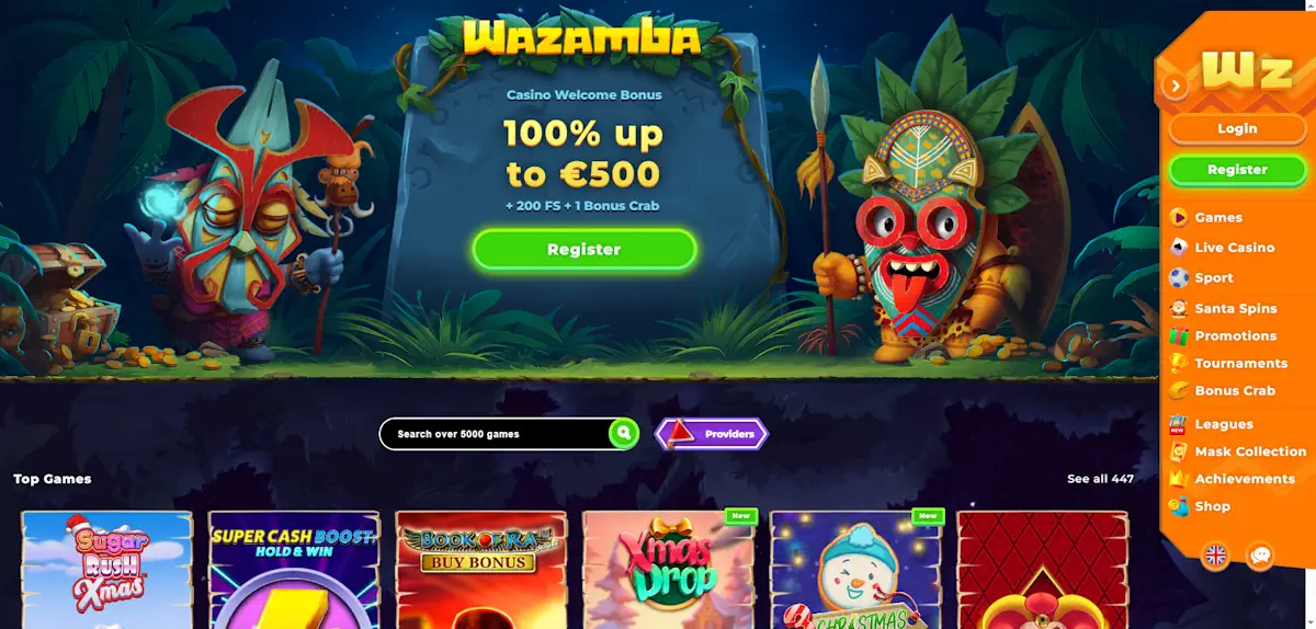 Wazamba Casino and Sportbook and Welcome Bonus Screenshot